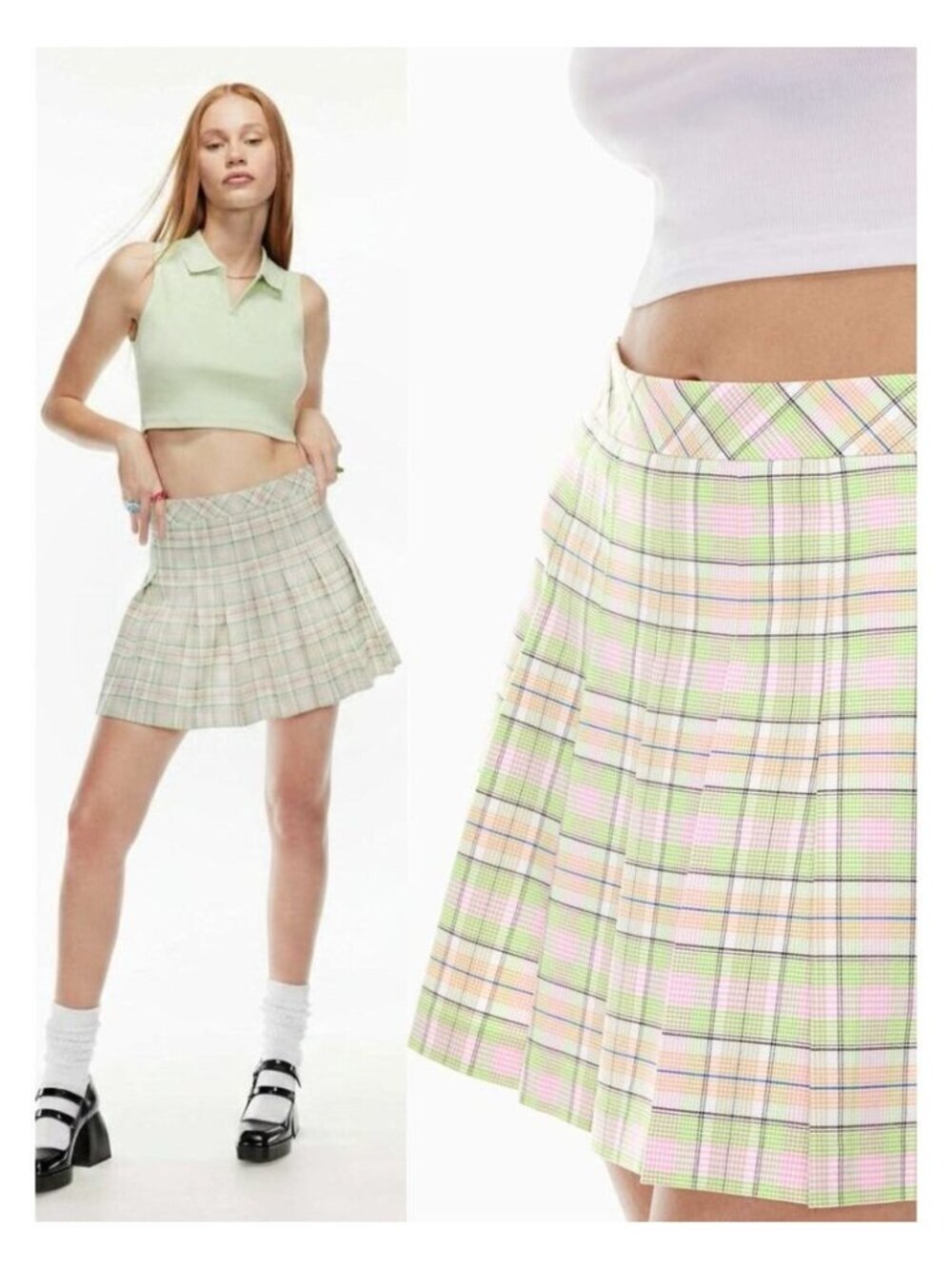 SUNDAY BEST Aritzia Olive Micro Pleated Skirt Sz 2 Lola Vnla Ygt/Sgbsh Green